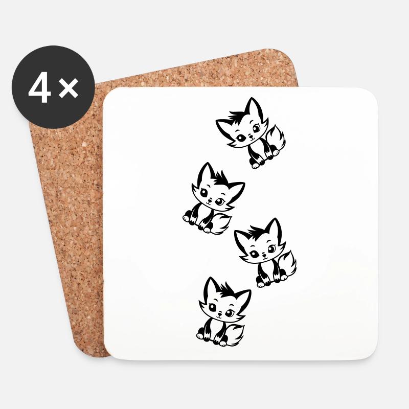 Fuchs Tier Baby - Untersetzer (4er-Set) - Weiß