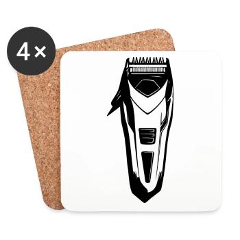 Tondeuse à cheveux icône de coiffeur - Dessous de verre (lot de 4) - blanc - Devant