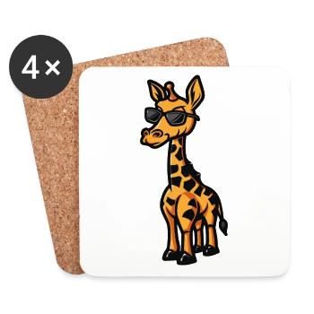 Giraffe Cool Comic - Untersetzer (4er-Set) - Weiß - Vorne