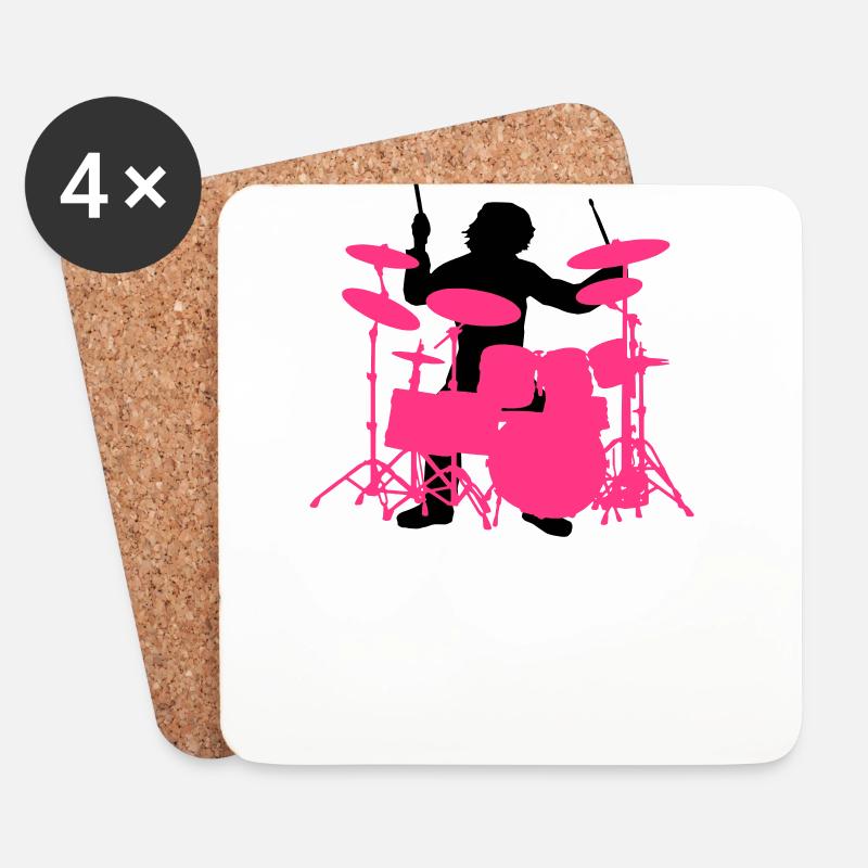 Drumset - Untersetzer (4er-Set) - Weiß