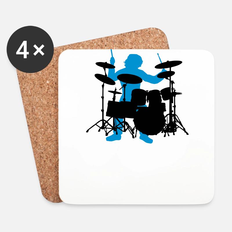 Drumset - Untersetzer (4er-Set) - Weiß