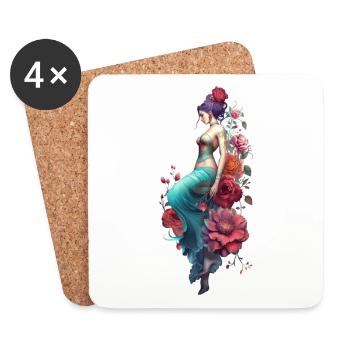 La femme aux fleurs - Dessous de verre (lot de 4) - blanc - Devant