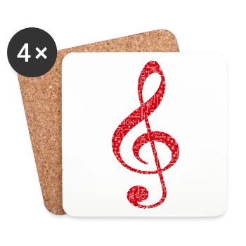 Frohe Weihnachten in der Musik - Untersetzer (4er-Set) - Weiß - Vorne