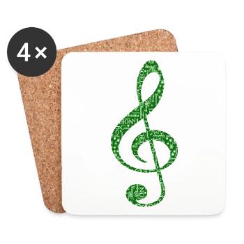 Joyeux Noël en Musique Vert - Dessous de verre (lot de 4) - blanc - Devant