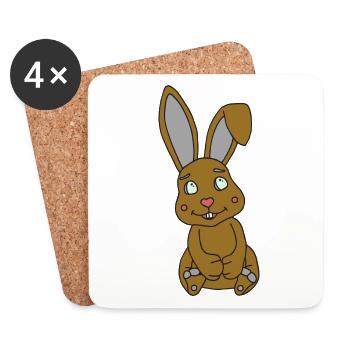 Süßer Hase mit Knickohr - Untersetzer (4er-Set) - Weiß - Vorne