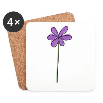 Purple Flower with Gentle Gradient - Coasters (set of 4) - white - Front