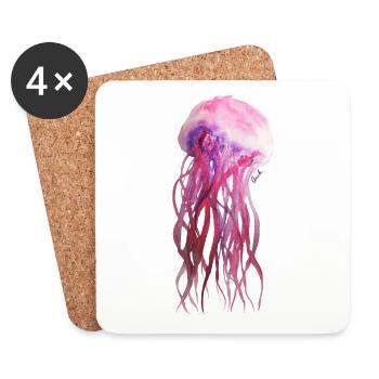 Quale - Aquarellmalerei von Anch.art - Untersetzer (4er-Set) - Weiß - Vorne