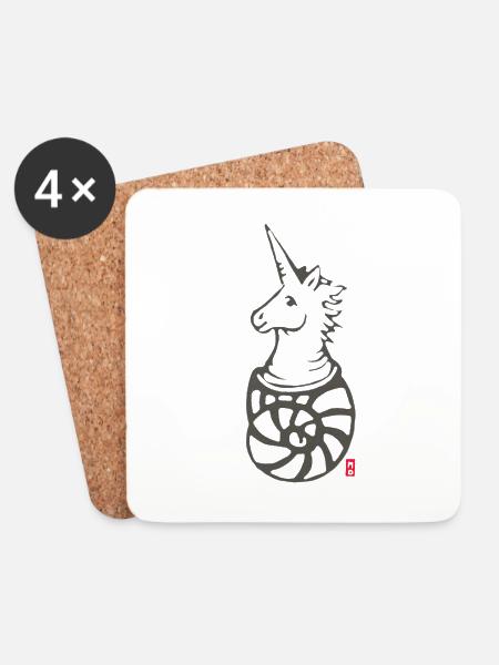 Einhorn - Der Einsiedler - Untersetzer (4er-Set) - Weiß