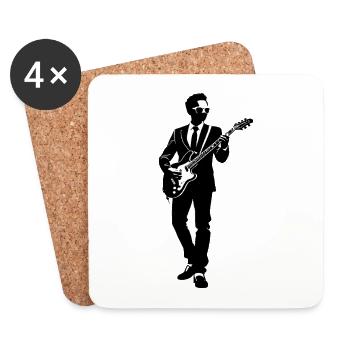 Musician - Music Sticker Guitar - Coasters (set of 4) - white - Front