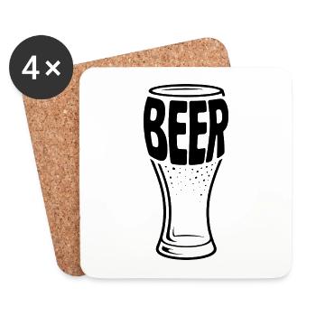 Beer - Funny Beer Logo Tshirt - Coasters (set of 4) - white - Front