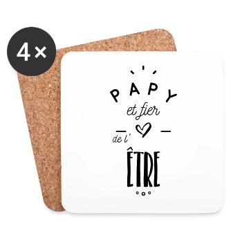 Papy et fier de l'être - Dessous de verre (lot de 4) - blanc - Devant