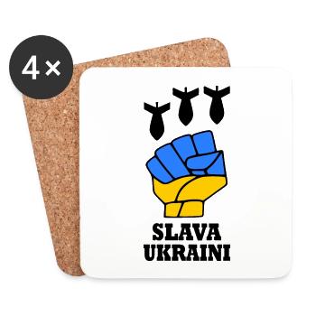 Slava ukraini - Dessous de verre (lot de 4) - blanc - Devant