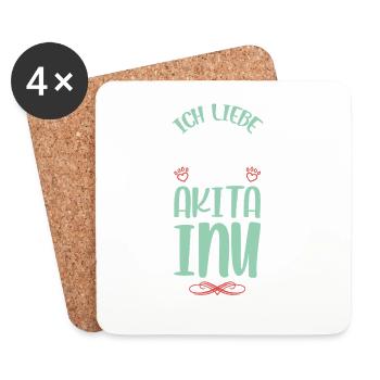 Ich liebe meinen Akita Inu - Untersetzer (4er-Set) - Weiß - Vorne