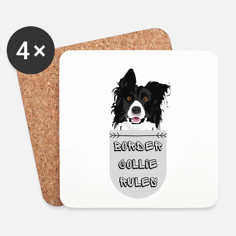 BORDER COLLIE- HUND - Untersetzer (4er-Set) - Weiß