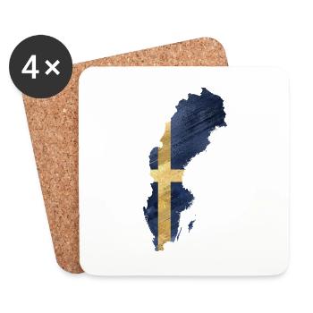 SCHWEDEN MAP FLAGGE - Untersetzer (4er-Set) - Weiß - Vorne