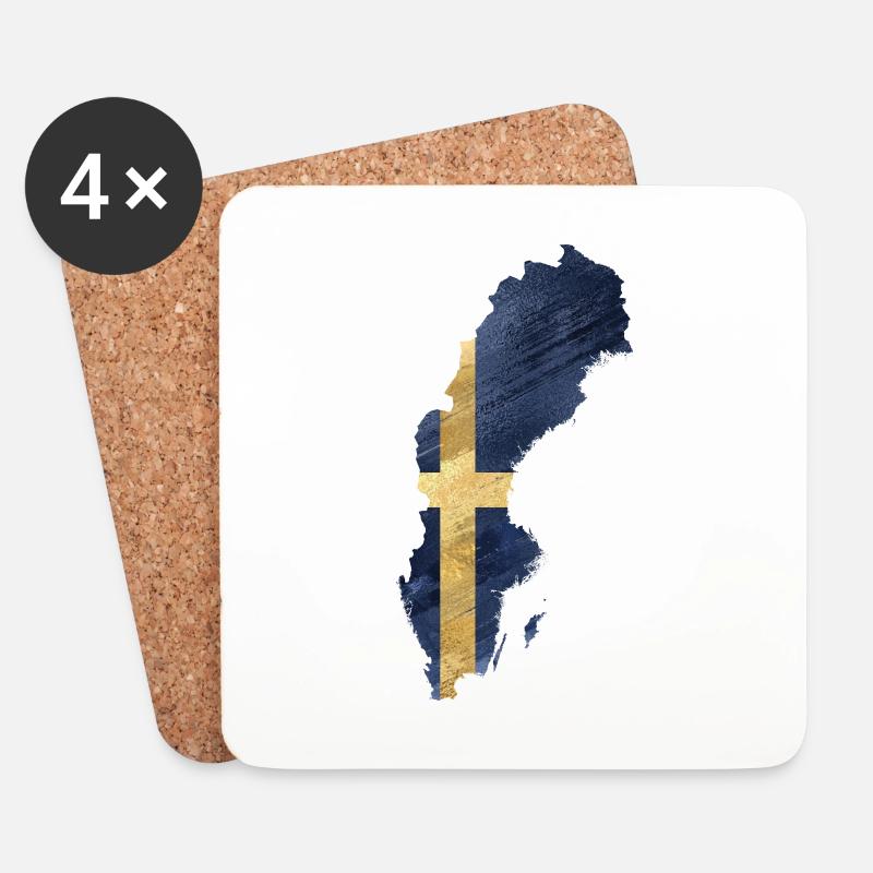 SCHWEDEN MAP FLAGGE - Untersetzer (4er-Set) - Weiß
