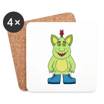 Monstre joyeux - Dessous de verre (lot de 4) - blanc - Devant