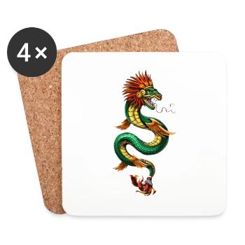 Quetzalcoatl Aztekischer gefiederter Schlangengott - Untersetzer (4er-Set) - Weiß - Vorne
