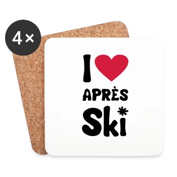 T-Shirt "I love apres ski" - Untersetzer (4er-Set) - Weiß - Vorne