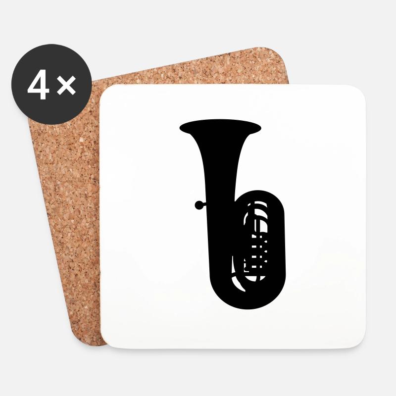 Tuba Silhouette - Untersetzer (4er-Set) - Weiß