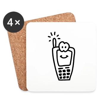 Fröhliches Handy - Line - Untersetzer (4er-Set) - Weiß - Vorne
