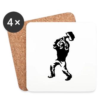 Arbeiter mit Hammer / Worker with sledgehammer - Untersetzer (4er-Set) - Weiß - Vorne