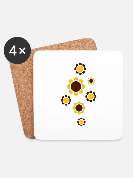 blumen** - Untersetzer (4er-Set) - Weiß