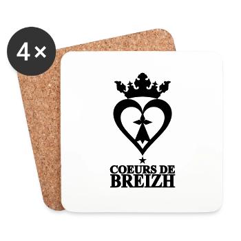 coeurs de breizh logo bretagne breton bzh marque 1 - Dessous de verre (lot de 4) - blanc - Devant