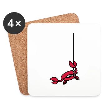 Funny crab cuts fishing line with claw - Coasters (set of 4) - white - Front