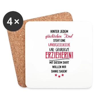 Erzieherin Shirt - Untersetzer (4er-Set) - Weiß - Vorne