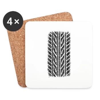 Tyre/tire marks - Coasters (set of 4) - white - Front