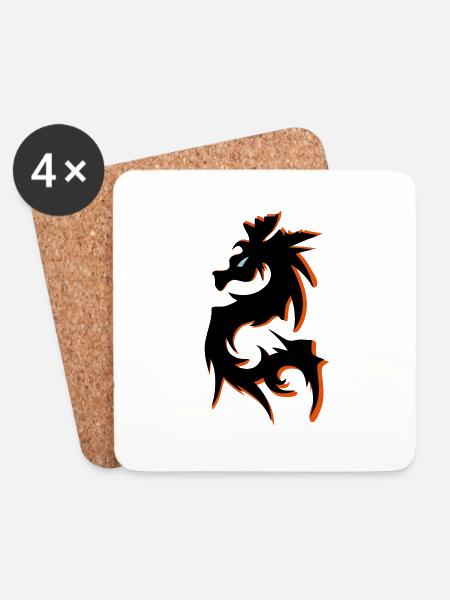 drachen - Untersetzer (4er-Set) - Weiß