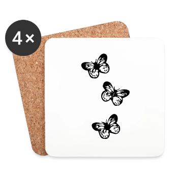 papillon, papillons, - Dessous de verre (lot de 4) - blanc - Devant