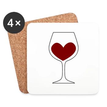 Bouteille en verre à vin Bouteille de vin3 - Dessous de verre (lot de 4) - blanc - Devant
