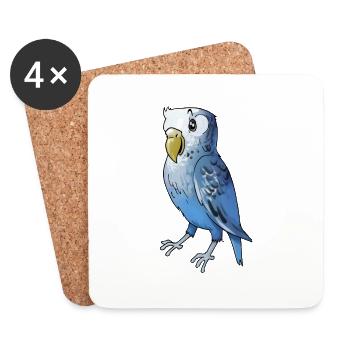 wellensittich budgie budgerigar birds voegel - Dessous de verre (lot de 4) - blanc - Devant