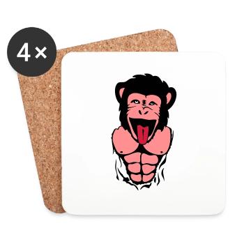 Affe Gorilla Affe tete4 Körper muscle1 - Untersetzer (4er-Set) - Weiß - Vorne
