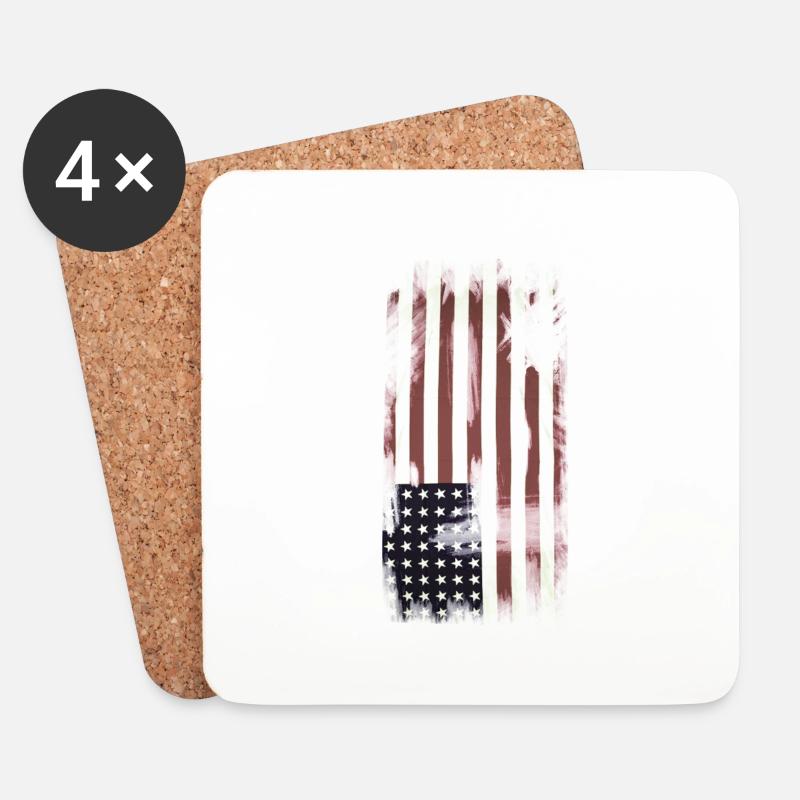USA Flag - Untersetzer (4er-Set) - Weiß