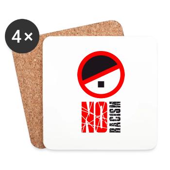 adolf banned no no racism logo text against naec - Coasters (set of 4) - white - Front