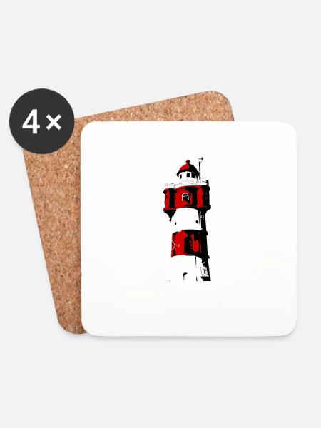 Leuchtturm Roter Sand2 - Untersetzer (4er-Set) - Weiß