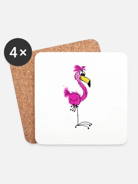 Die Fladders - der Flamingo - Untersetzer (4er-Set) - Weiß