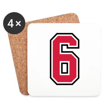 sports jersey number 6 six - Dessous de verre (lot de 4) - blanc - Devant
