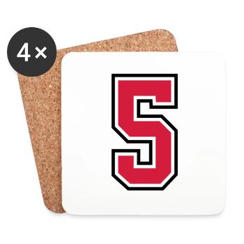 sports jersey number 5 five - Coasters (set of 4) - white - Front