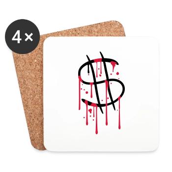 blut tropfen graffiti nass spray dollar symbol zei - Untersetzer (4er-Set) - Weiß - Vorne