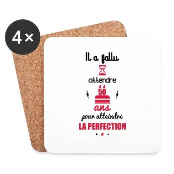 attendre 50 ans cadeau d'anniversaire 50 ans - Dessous de verre (lot de 4) - blanc - Devant