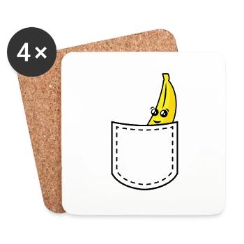 banane dans une poche - Dessous de verre (lot de 4) - blanc - Devant