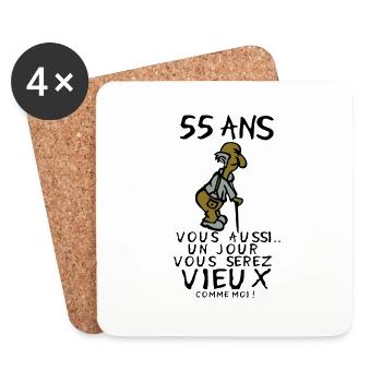 55 ans vieux monsieur anniversaire humour - Dessous de verre (lot de 4) - blanc - Devant