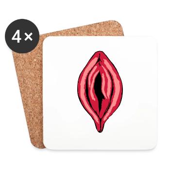 Red Vagina Lips Provocative - Love Red Lips Love - Coasters (set of 4) - white - Front