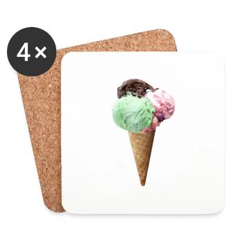 cornet de glace - Dessous de verre (lot de 4) - blanc - Devant