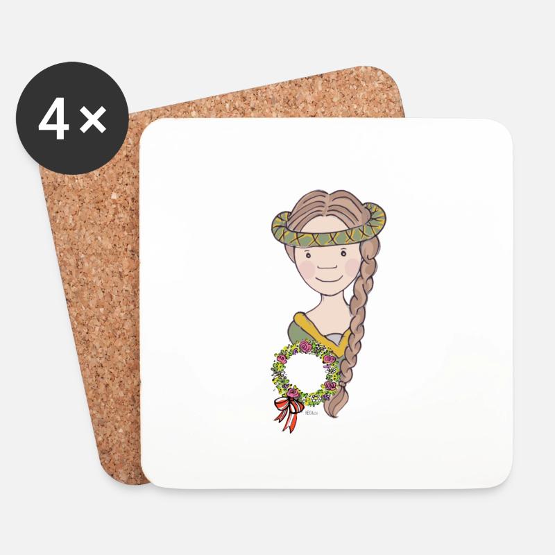 Mittelalter Mädchen - Untersetzer (4er-Set) - Weiß