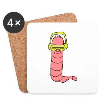 Cool Party Worm DJ - Dessous de verre (lot de 4) - blanc - Devant